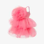 Toddler Girl Sweet 3D Rosette Tulle Dress Pink image 2