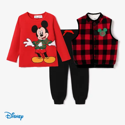 Disney Mickey and Friends Christmas Toddler Boy Character Print Sweatshirt/Colorblock Vest/Trousers