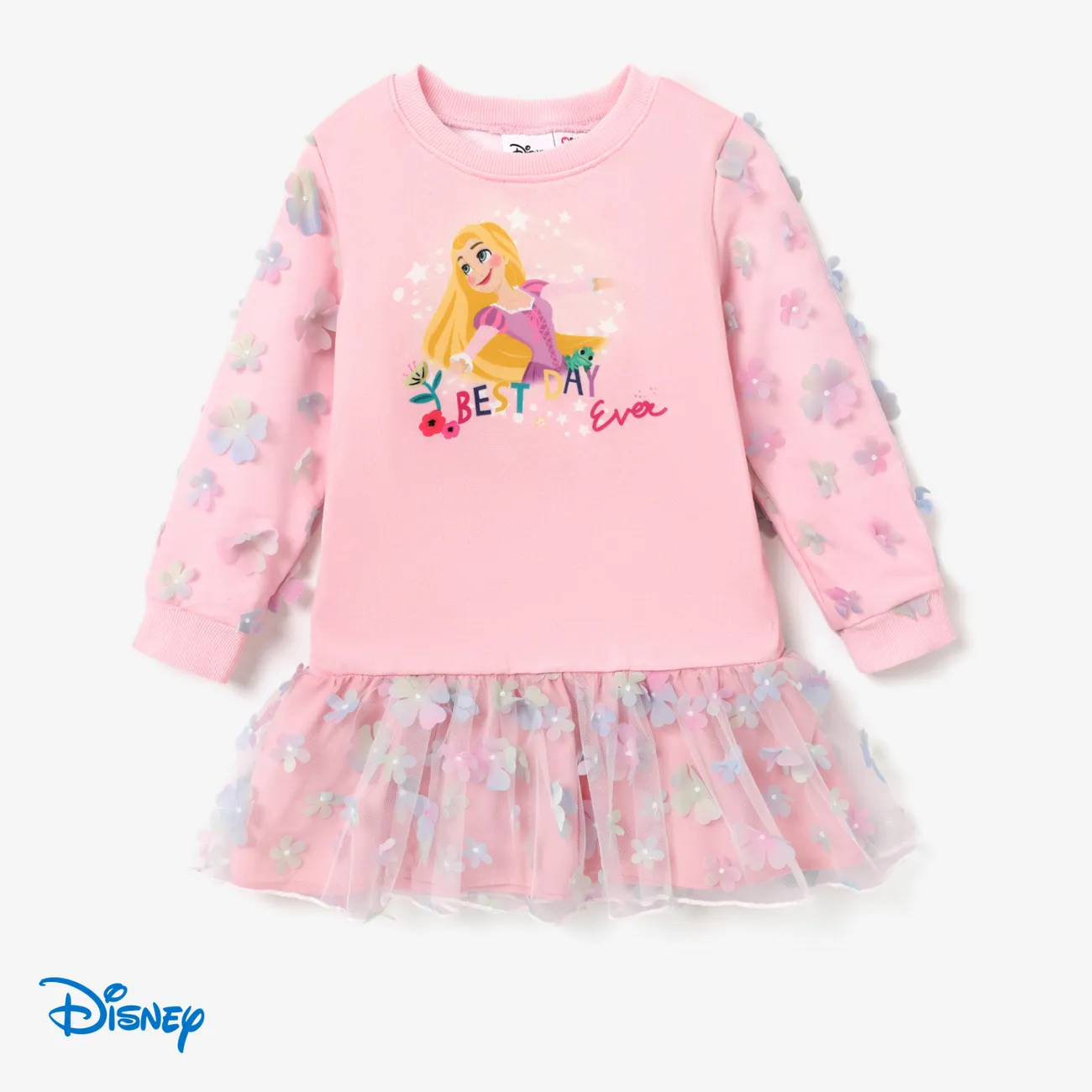 Disney Princess Kid Girl Character Print Long-sleeve Sweatshirt Dress big image 1