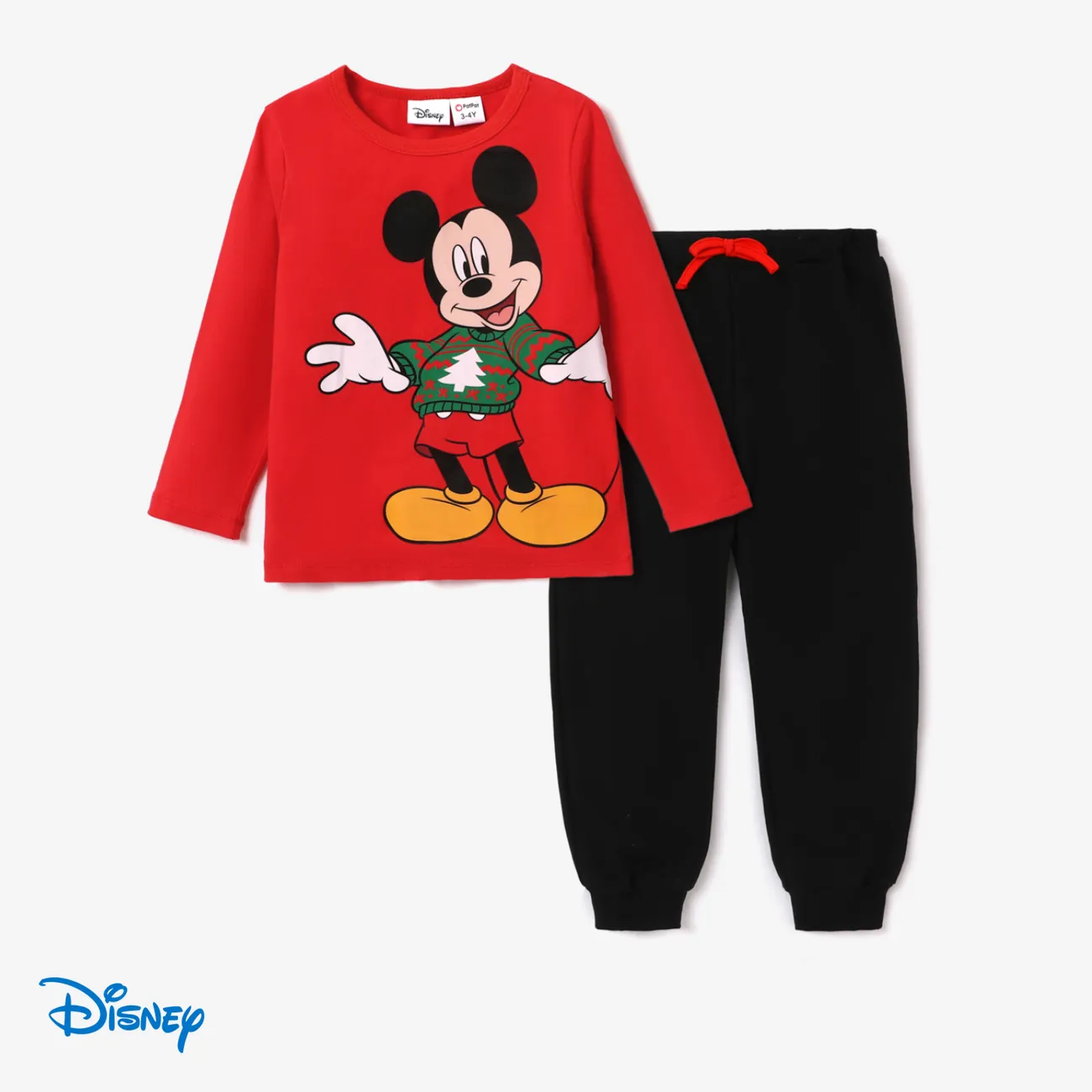Disney Mickey and Friends Christmas Toddler Boy Character Print Sweatshirt/Colorblock Vest/Trousers Black big image 1