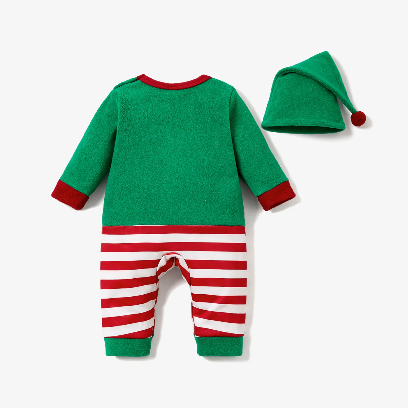 2PCS Baby Boy/Girl Childlike Pattern Christmas Jumpsuits Green image 3
