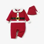 Weihnachten 2 Stück Baby Unisex Unechter Zweiteiler Kindlich Langärmelig Baby-Overalls rot