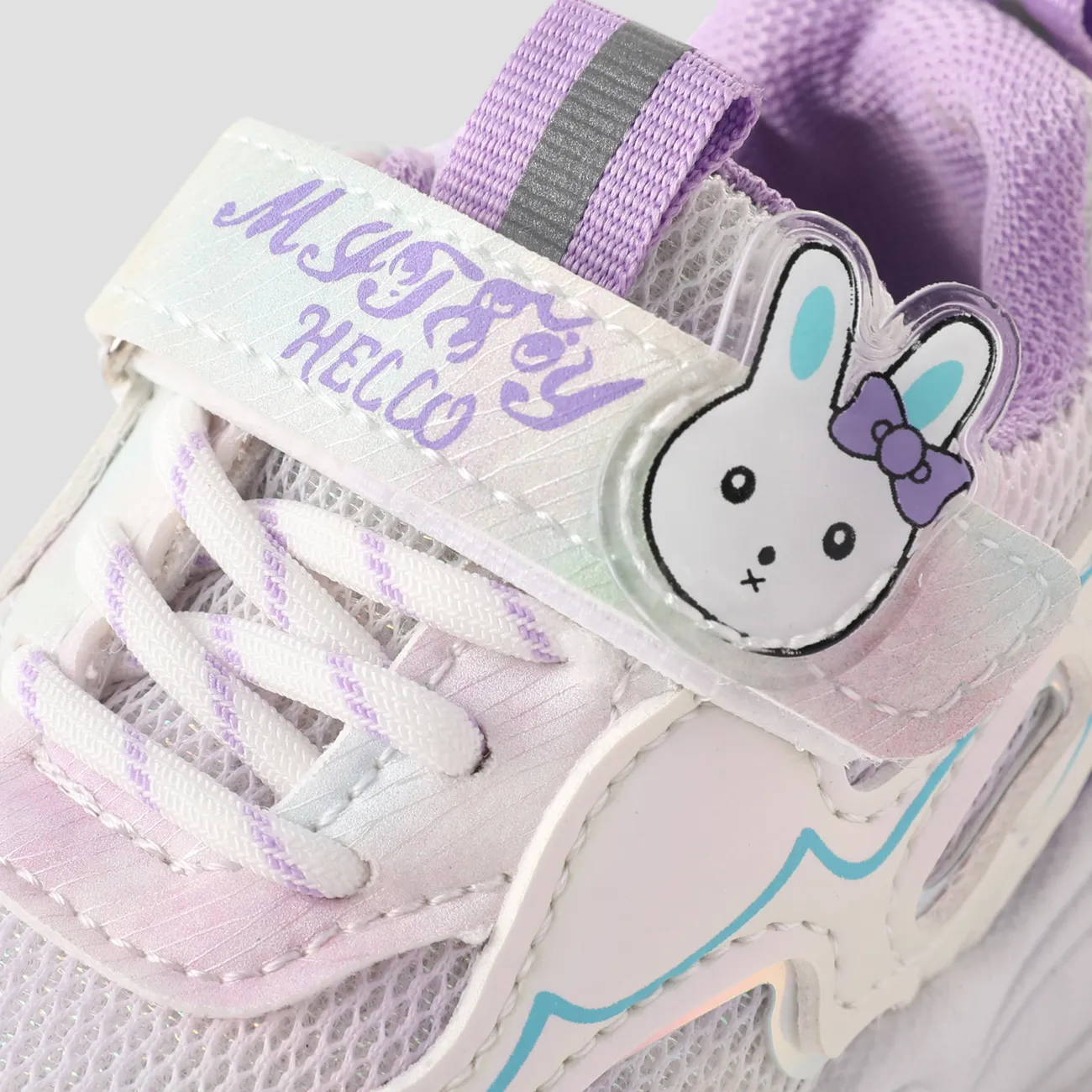 Toddler and Kids Rabbit Pattern Velcro Sports Shoes Purple big image 1