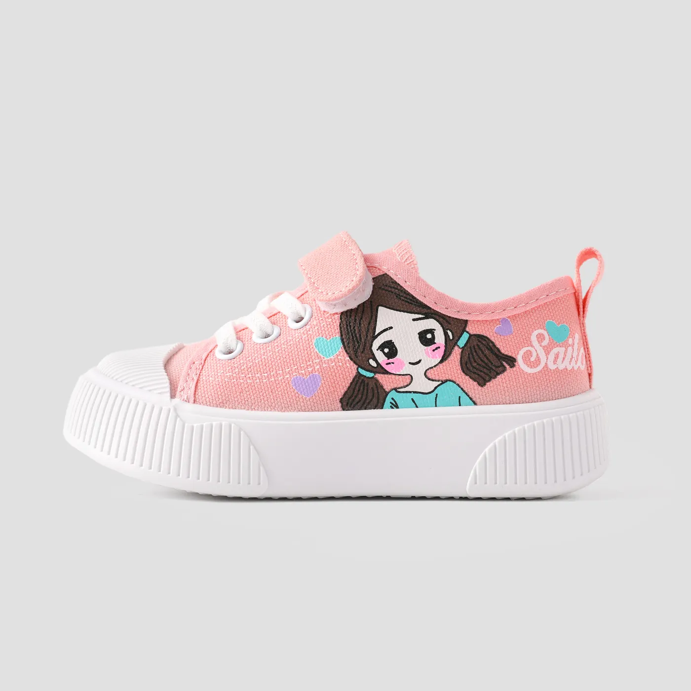 Kid Girls Trendy Graffiti Hand Drawn Pattern Velcro Casual Shoes  image 2