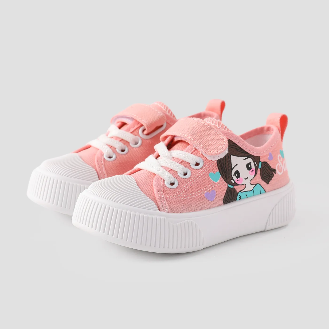 Kid Girls Trendy Graffiti Hand Drawn Pattern Velcro Casual Shoes  big image 1