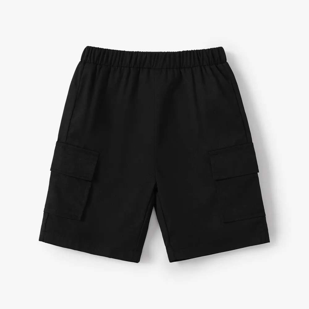 Kid Boy Solid Color Pocket Design Elasticized Shorts big image 9