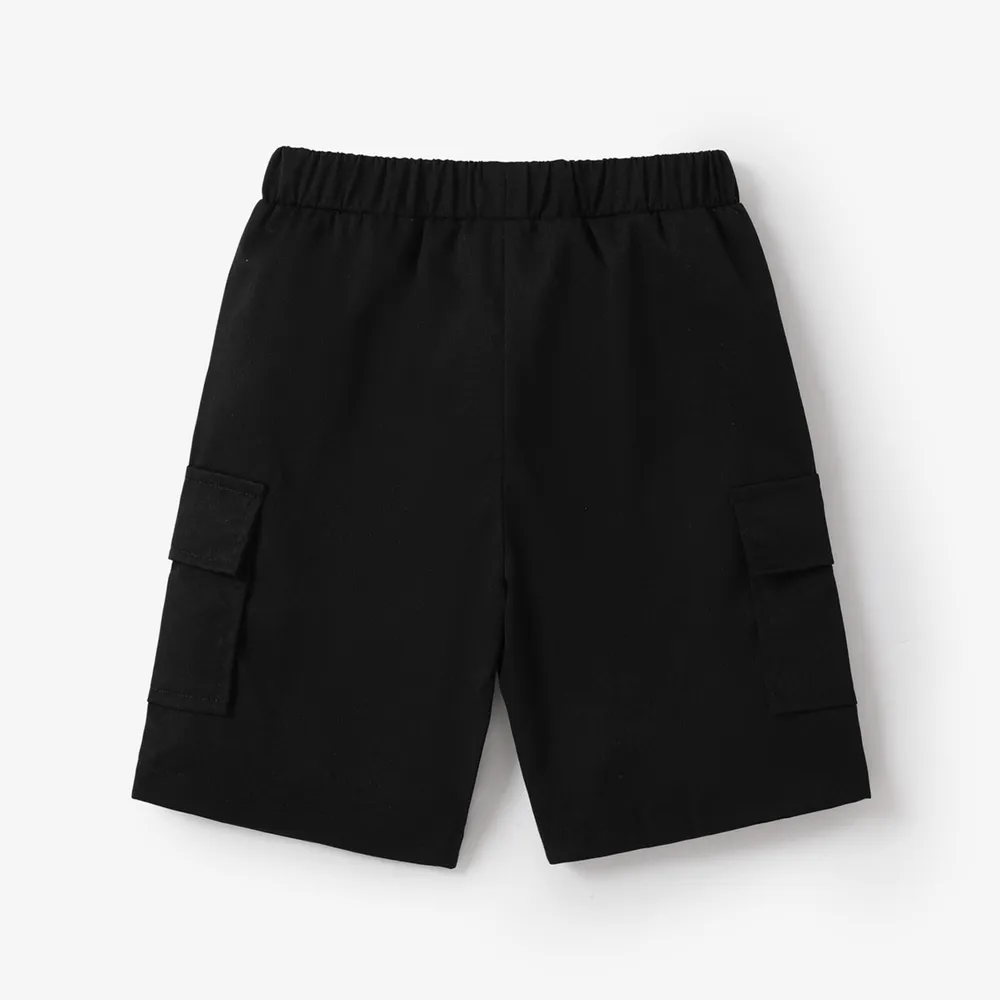 Kid Boy Solid Color Pocket Design Elasticized Shorts big image 12