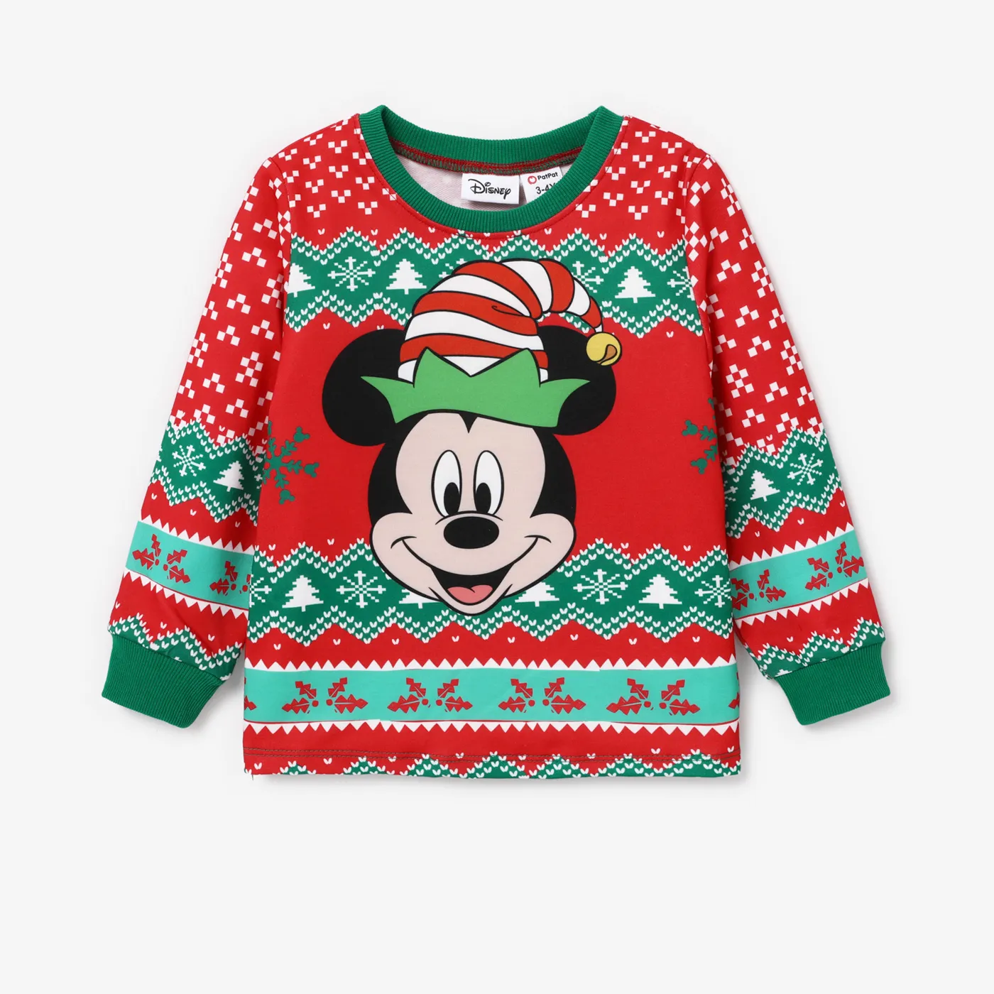 Disney Mickey and Friends Christmas Family Matching Character Print Long-sleeve Tops Red image 6