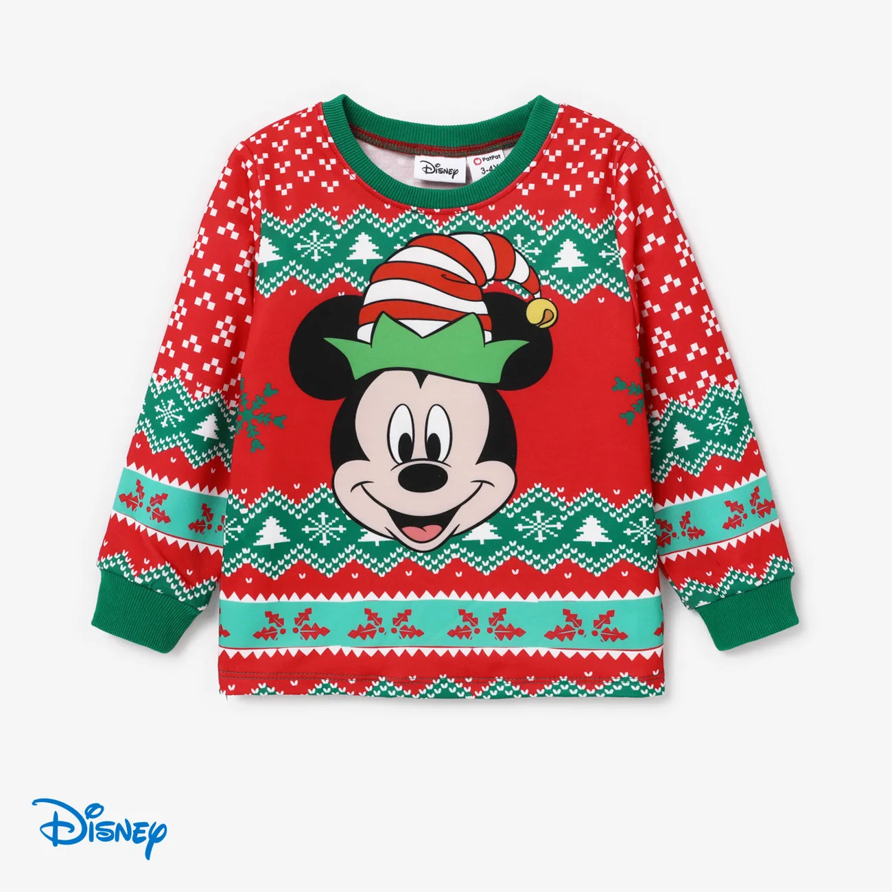 Disney Mickey and Friends Christmas Family Matching Character Print Long-sleeve Tops Red big image 1
