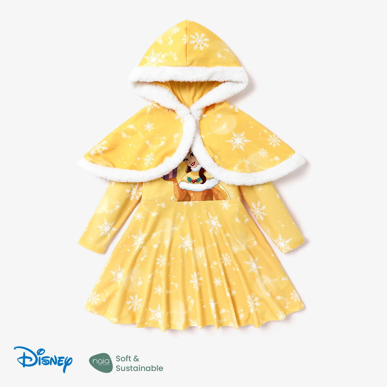 Disney Princess 2 unidades Criança Menina Costuras de tecido Bonito Fato saia e casaco Amarelo big image 1