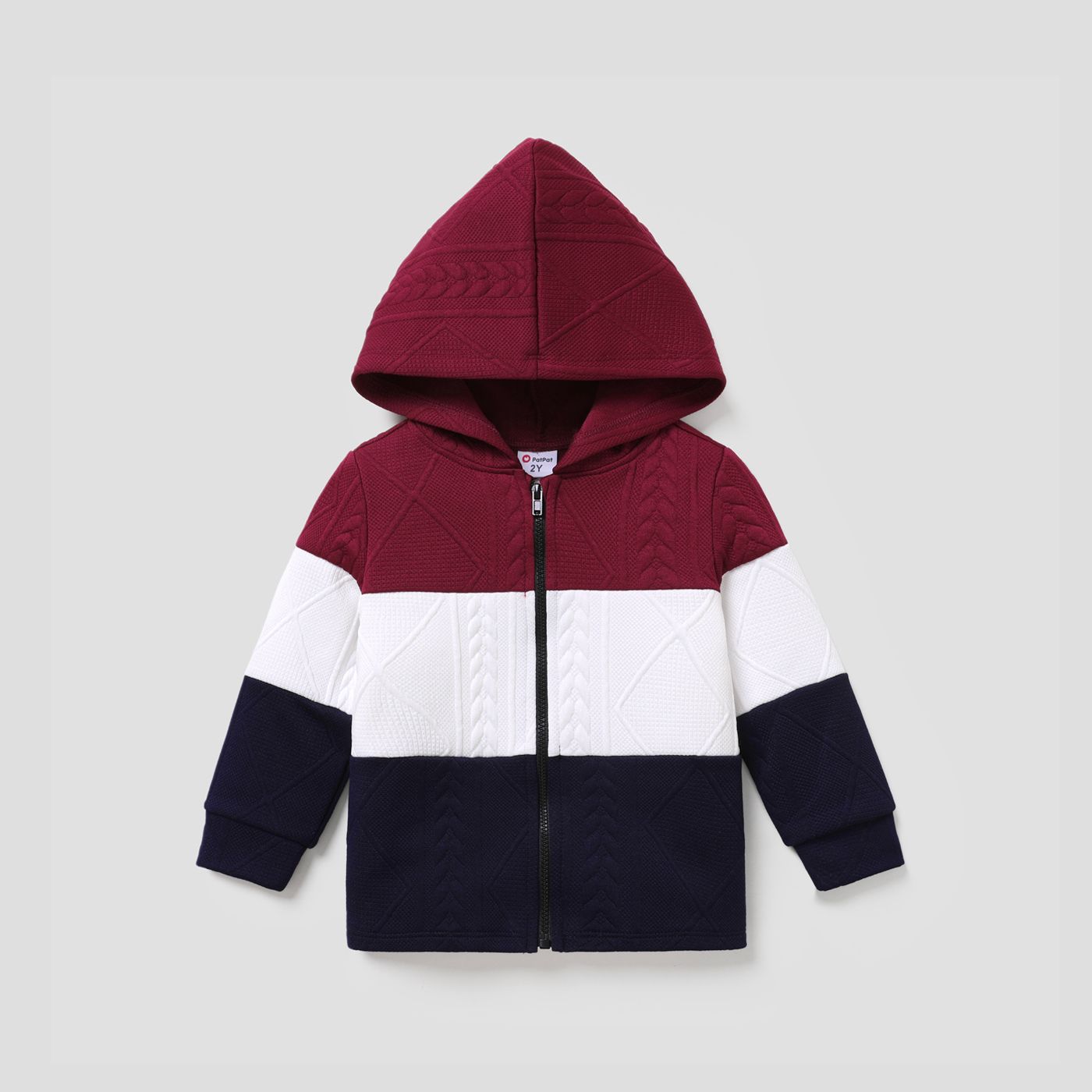Toddler Boy Solid Fabric Stitching Hooded Pullover