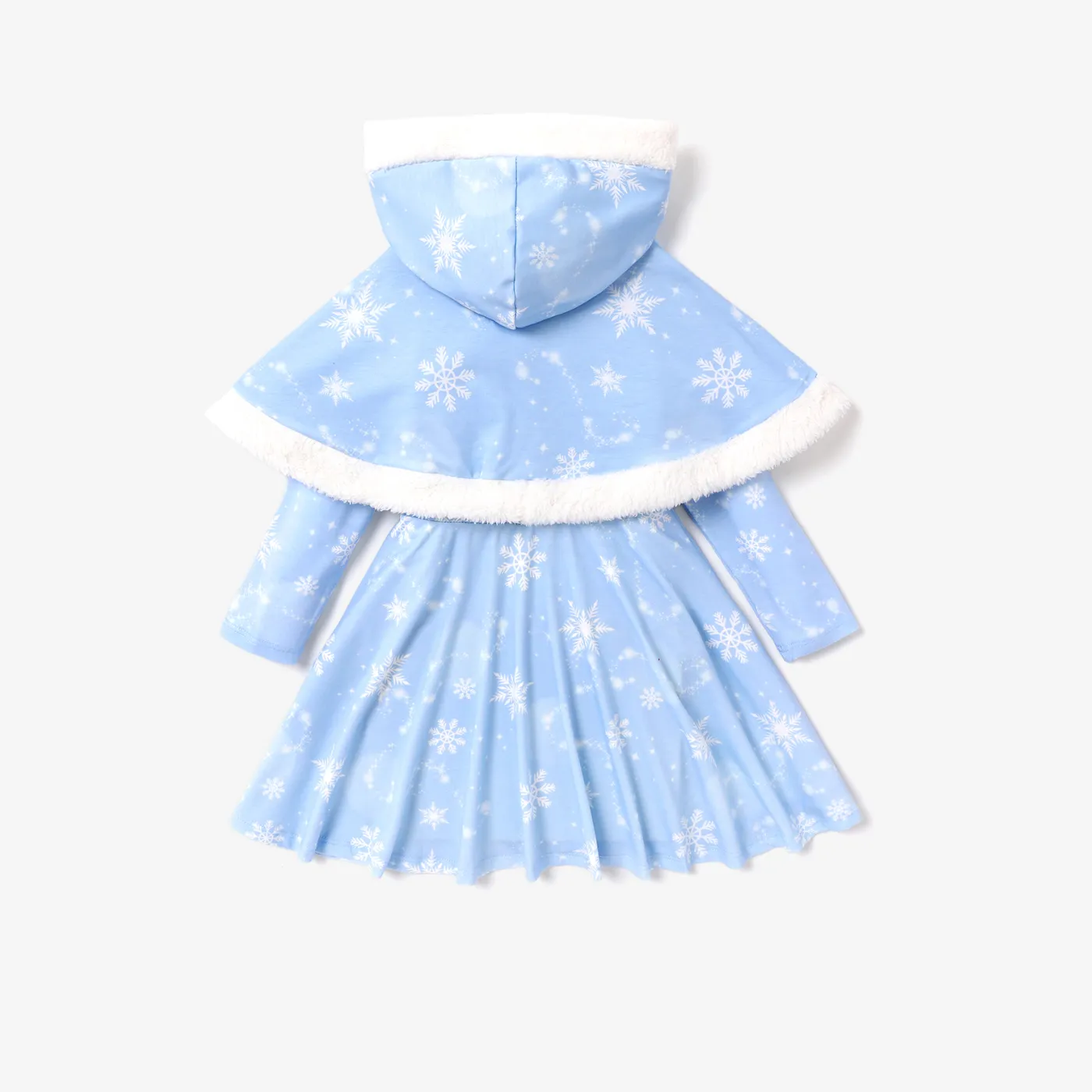 Disney Princess Toddler Girl Naia™ Character Print Long-sleeve Dress and Hooded Allover Snowflake Print Cloak Set  image 3