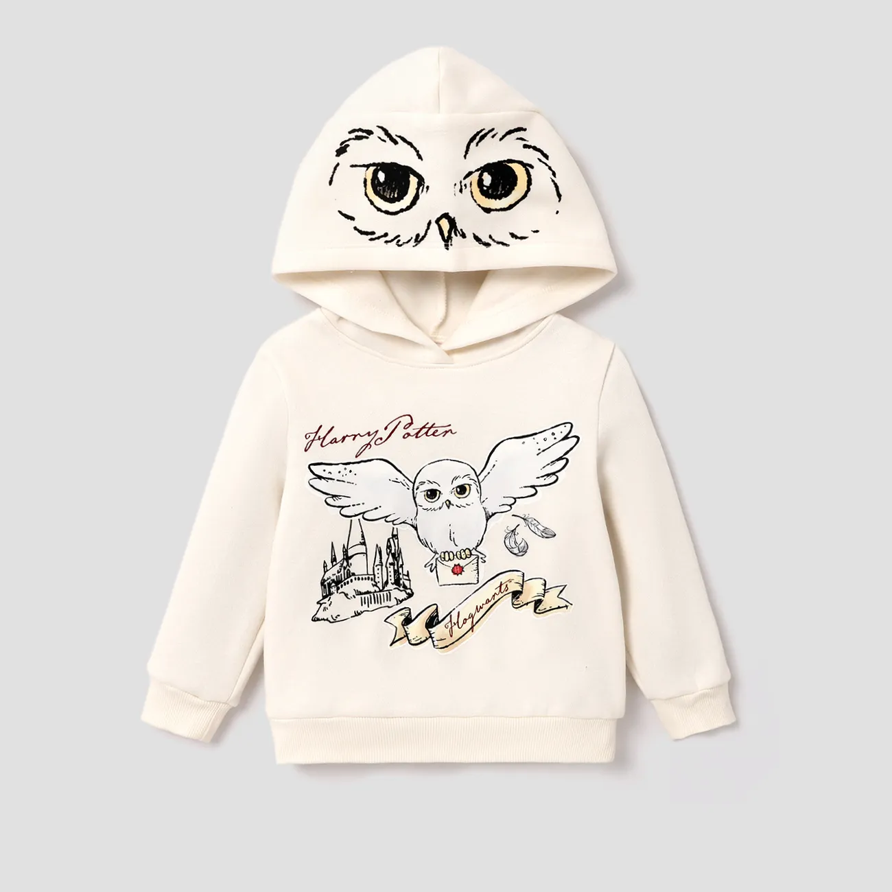 Harry Potter Toddler Boy Owl Character Print Oversized Fleece Hoodies  Apricot big image 1