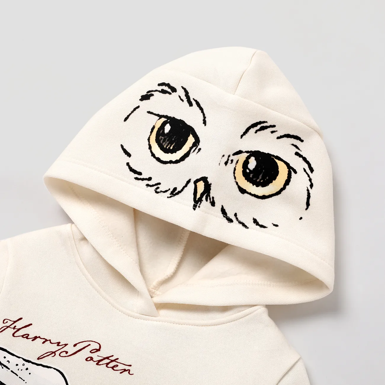 Harry Potter Toddler Boy Owl Character Print Oversized Fleece Hoodies  Apricot big image 1
