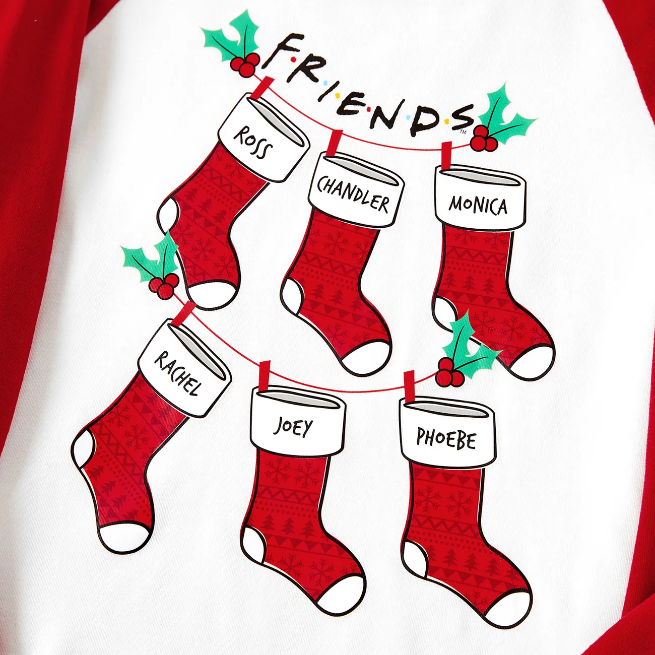 Friends طقم بيجامة إطلالة العائلة للجنسين كم طويل نقش الكريسماس أحمر big image 1