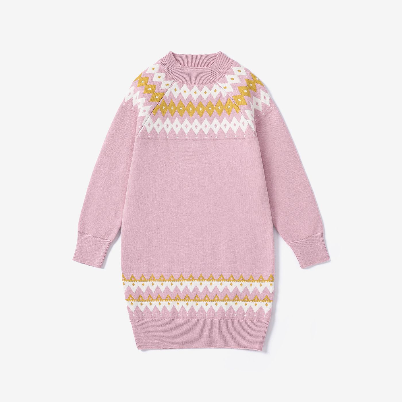 Kid Girl Geometric Pattern Sweet Sweater Dress