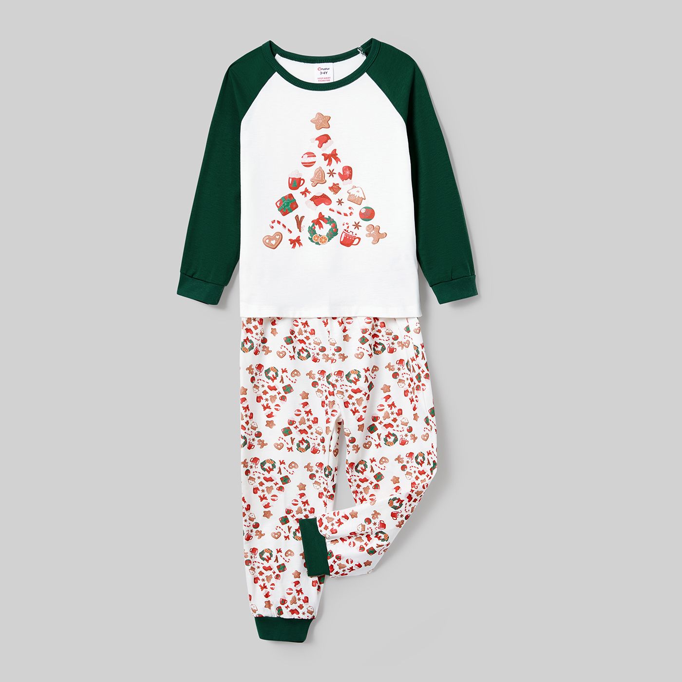 

Christmas Family Matching Color-block Festival Theme Print Long-sleeve Pajamas Sets(Flame resistant)