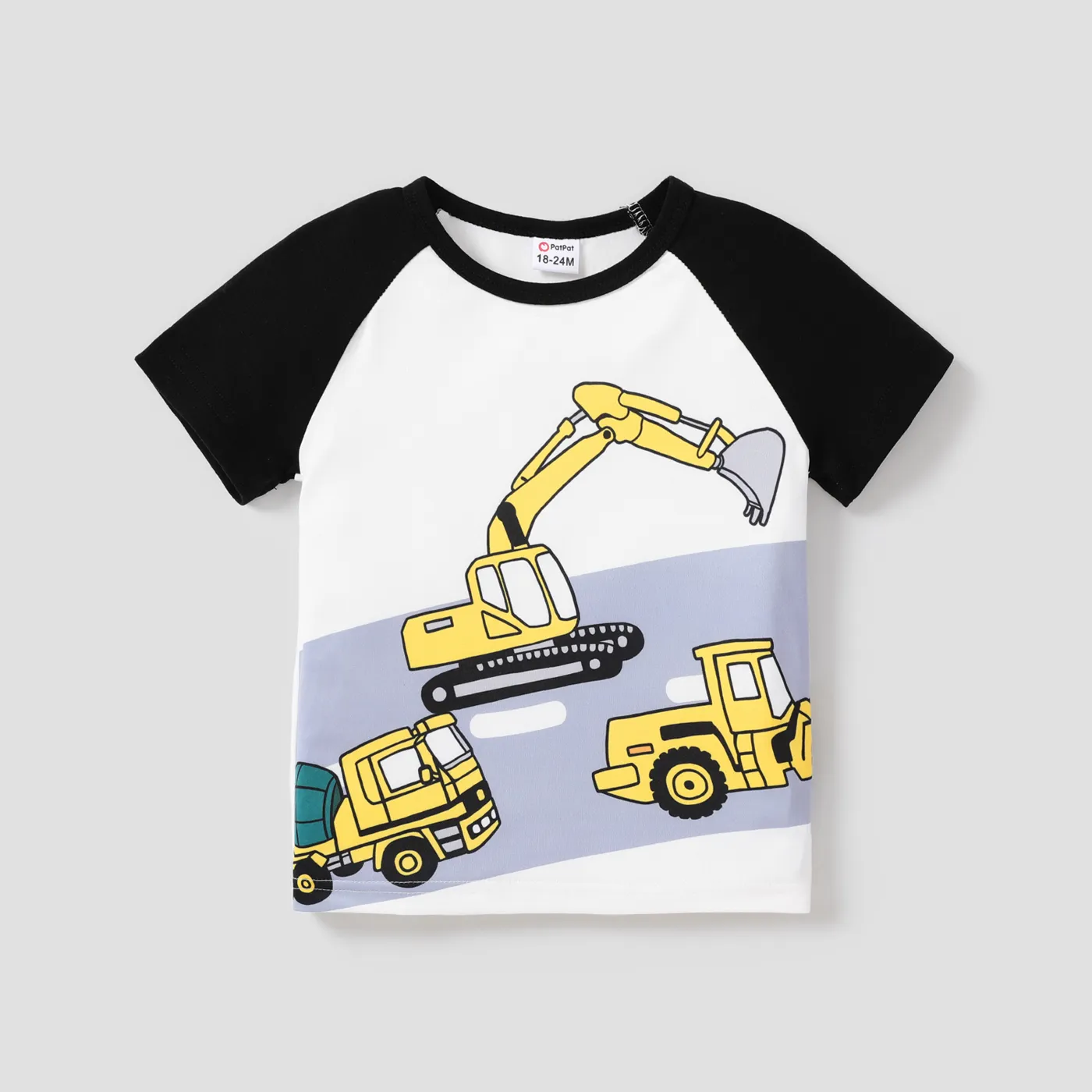 T-shirt à Manches Courtes Colorblock à Imprimé Véhicule Pour Tout-petit Garçon