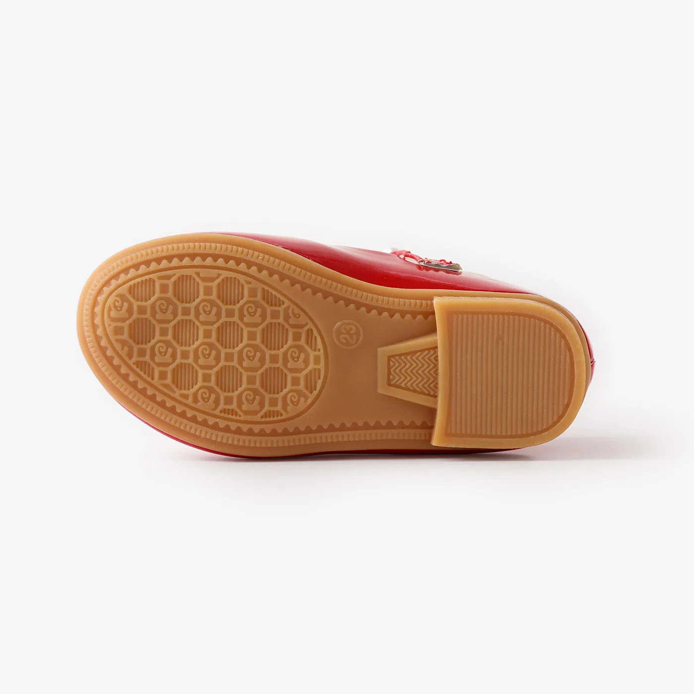 Toddler and Kid Girls Sweet Faux-pearl Velcro Leather Shoes Red image 5