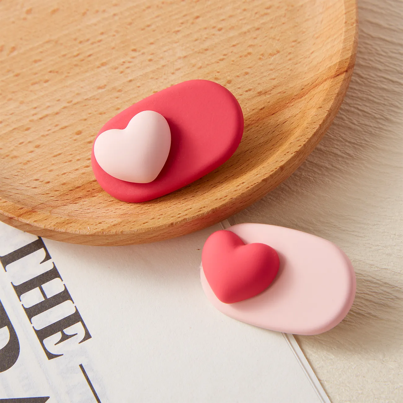 2-pack Adult/kids/toddler/baby Pink heart-shaped bangs, broken hair clips Pink image 2