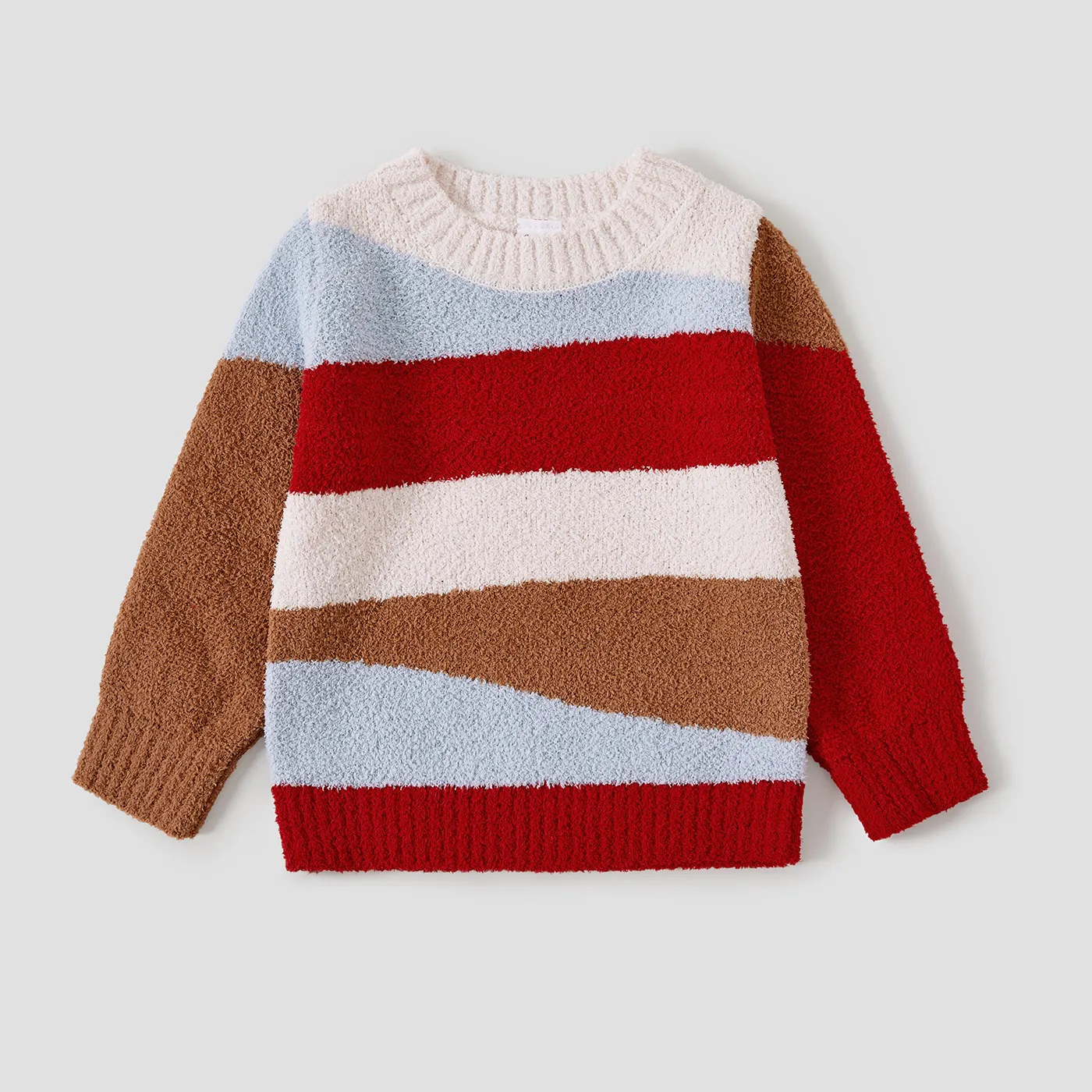 Mommy and Me Color-block Long-sleeve Toweling Knit Sweaters Tops Multi-color image 6