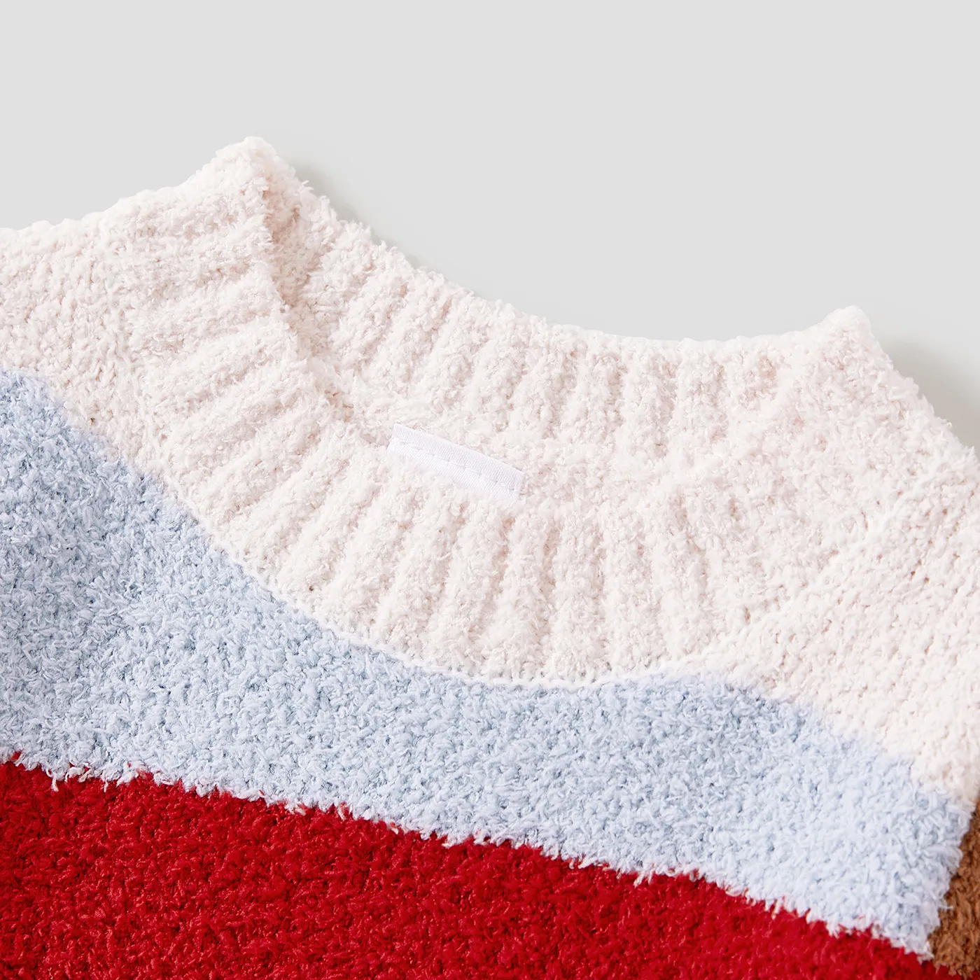 Mommy and Me Color-block Long-sleeve Toweling Knit Sweaters Tops Multi-color image 3