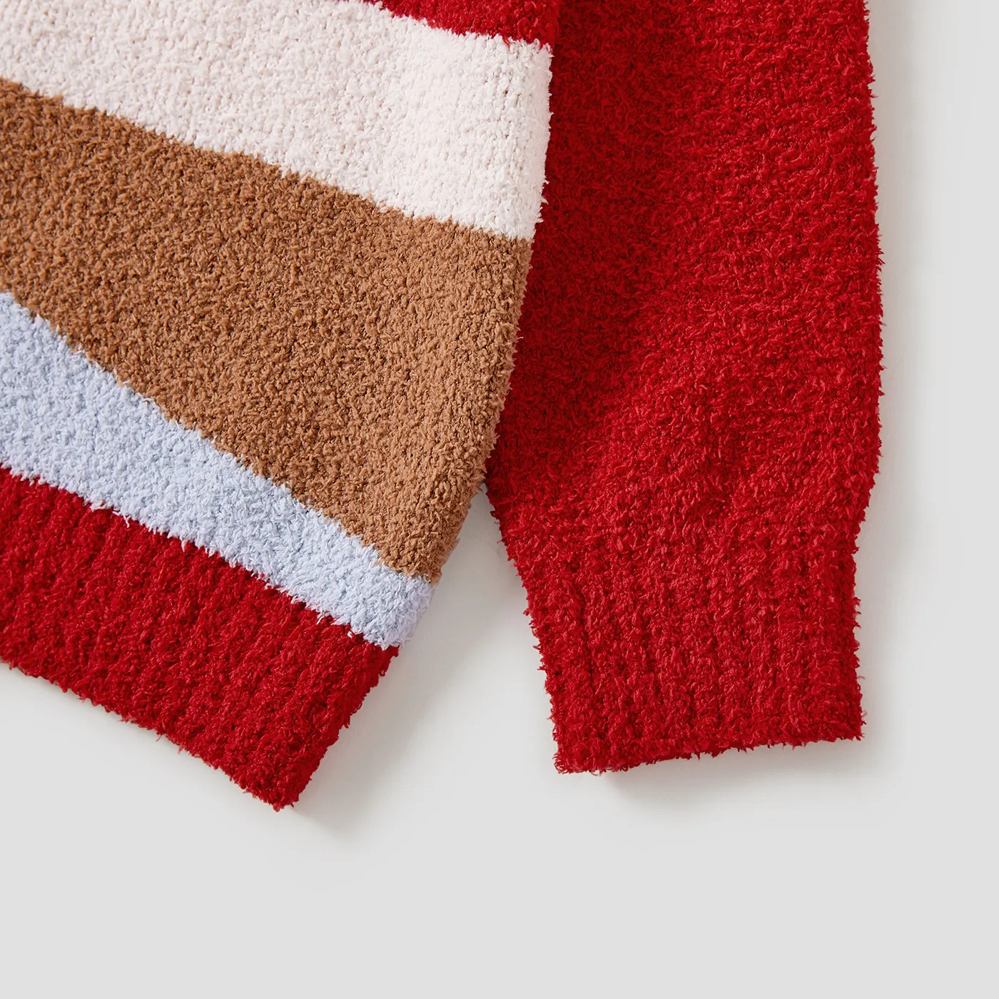 Mommy and Me Color-block Long-sleeve Toweling Knit Sweaters Tops Multi-color image 4