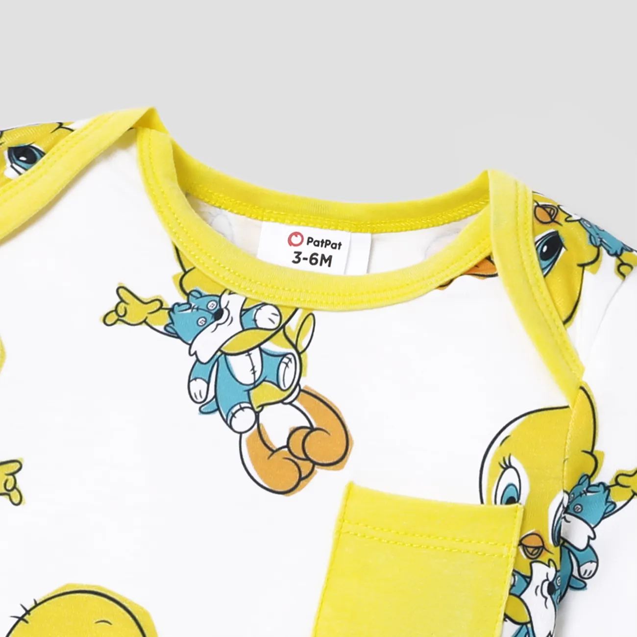 Looney Tunes Pasqua 2 pezzi Neonato Unisex Bottone Infantile Manica lunga Set neonato Giallo big image 1