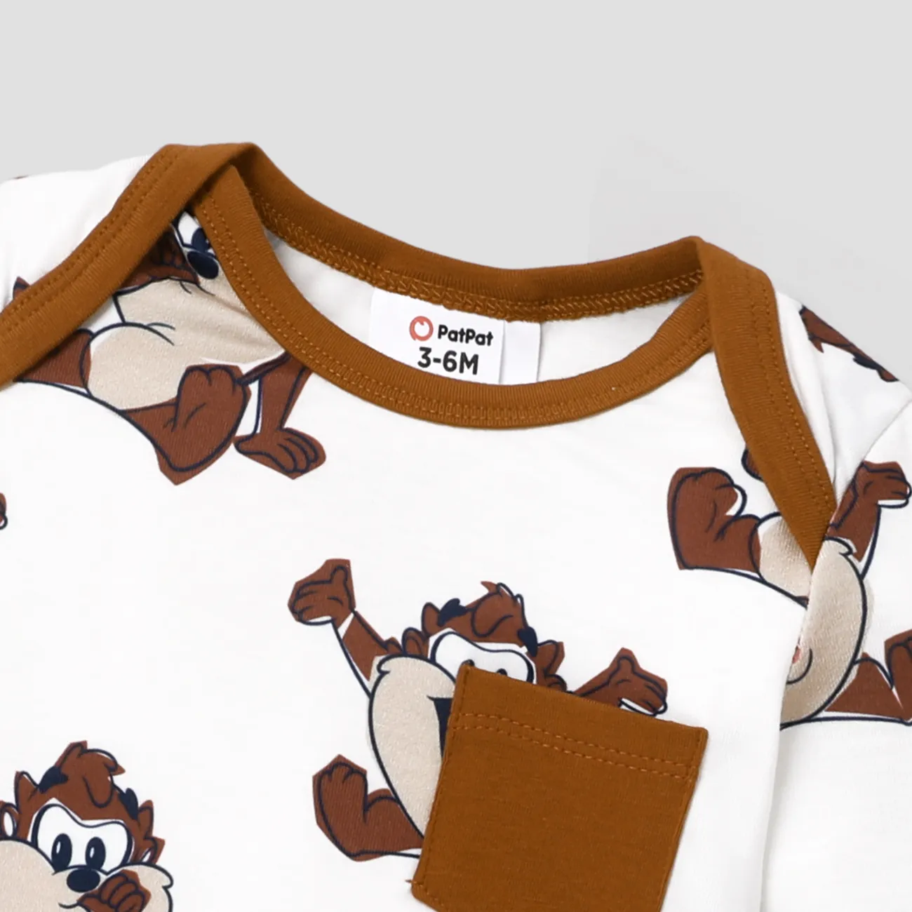 Looney Tunes Baby Boy/Girl Character Print Long-sleeve Bodysuit and Pant Sets Brown big image 1