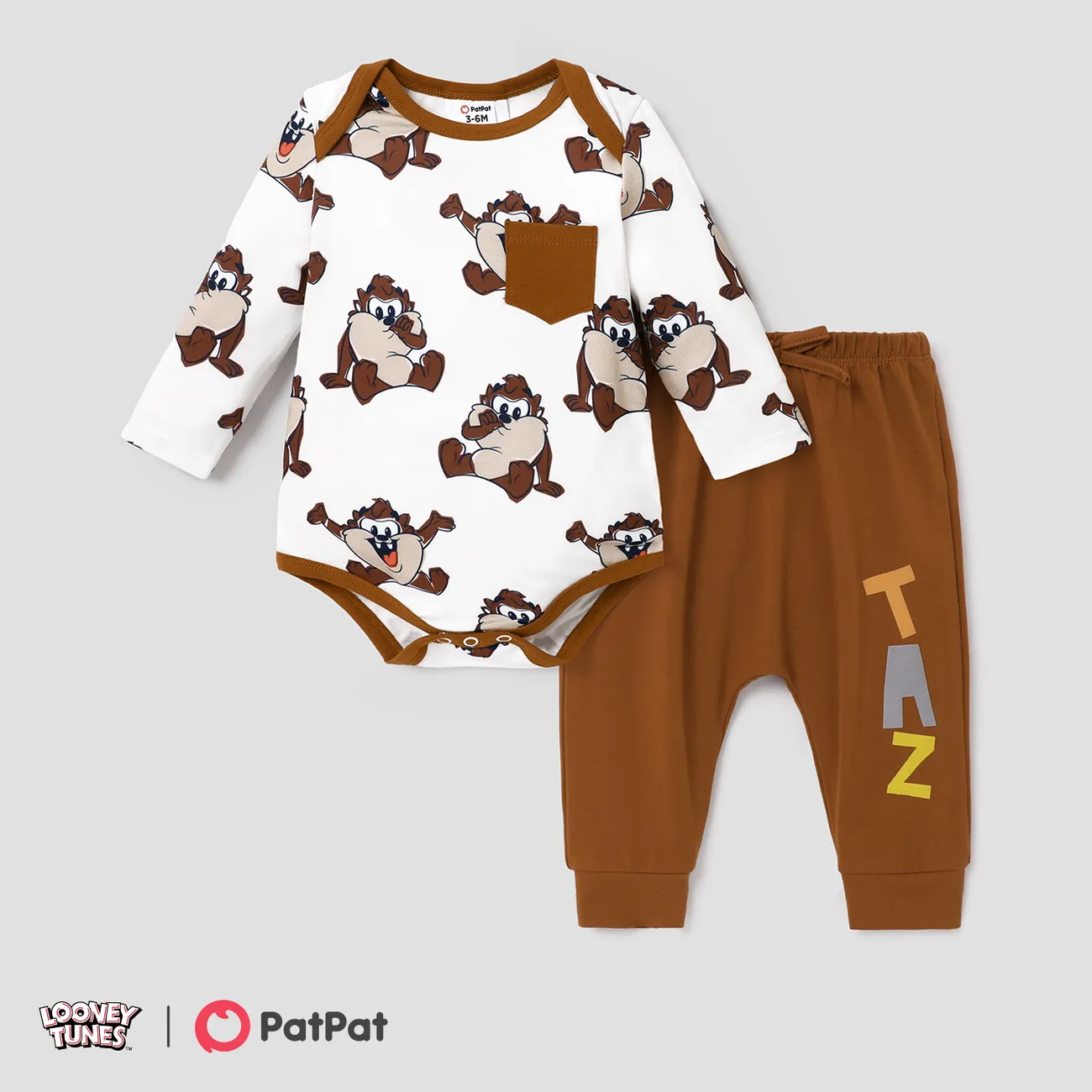Looney Tunes Baby Boy/Girl Character Print Long-sleeve Bodysuit and Pant Sets  big image 1