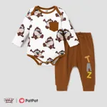 Looney Tunes Baby Boy/Girl Character Print Long-sleeve Bodysuit and Pant Sets Brown