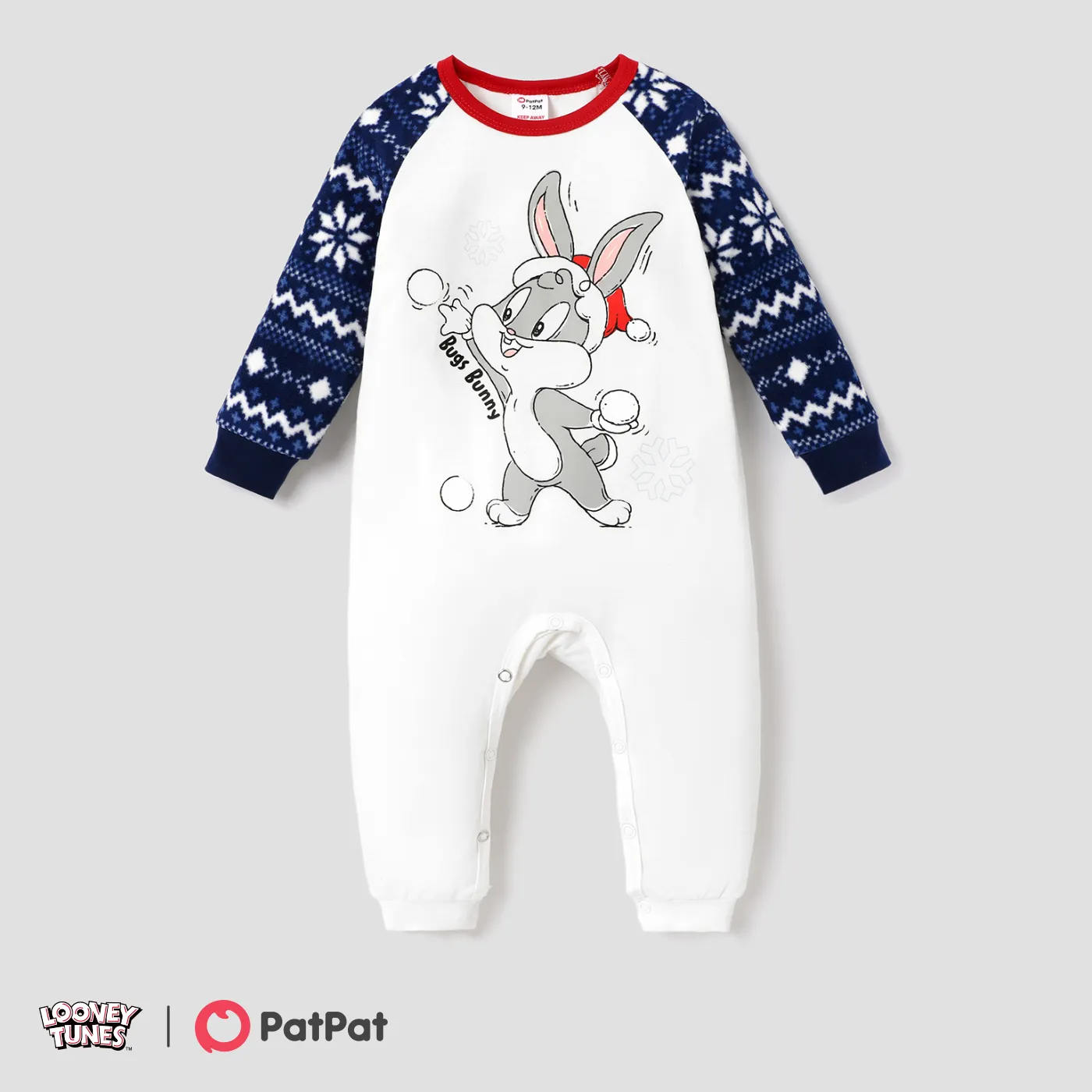Looney Tunes Christmas Baby Boy/Girl Character Print Long Sleeve Jumpsuit  Dark Blue
