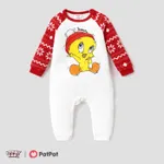 Looney Tunes Christmas Baby Boy/Girl Character Print Long Sleeve Jumpsuit  Red