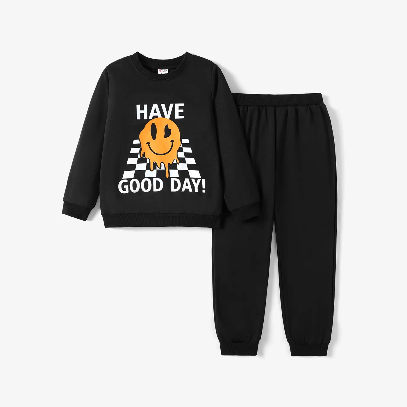 2pcs Kid Boy Fashionable Avant-garde Expression Pattern Set  big image 1