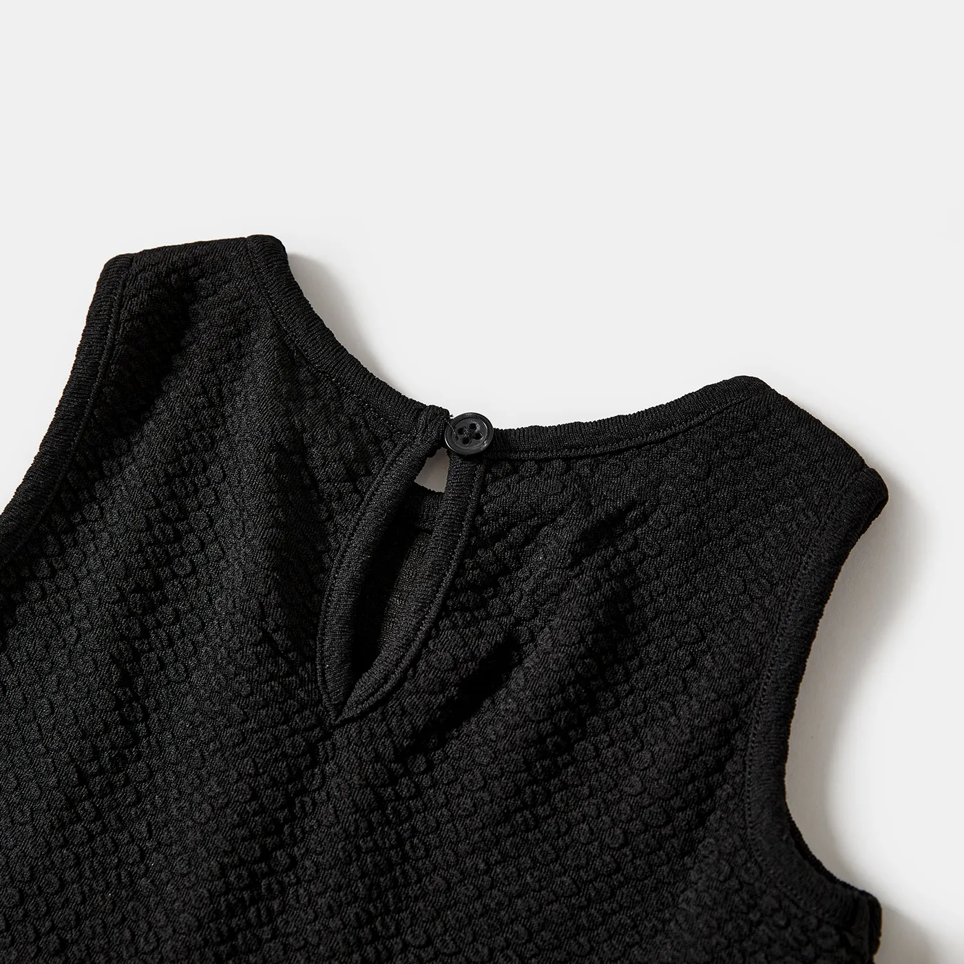 Family Matching Color-block Long-sleeve Tops and Polka dots Mesh Dresses Sets  image 5