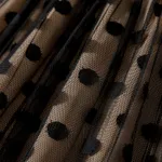 Family Matching Color-block Long-sleeve Tops and Polka dots Mesh Dresses Sets  image 6
