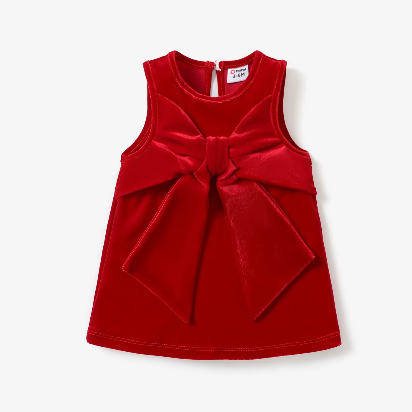 Baby Girl Sweet Solid Color Christmas Cold/Open Sleeve Dress Set 