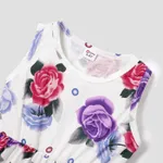 2pcs Kid Girl Floral Print Sleeveless Dress and Long-sleeve Purple Bowknot Design Cardigan Set  image 5