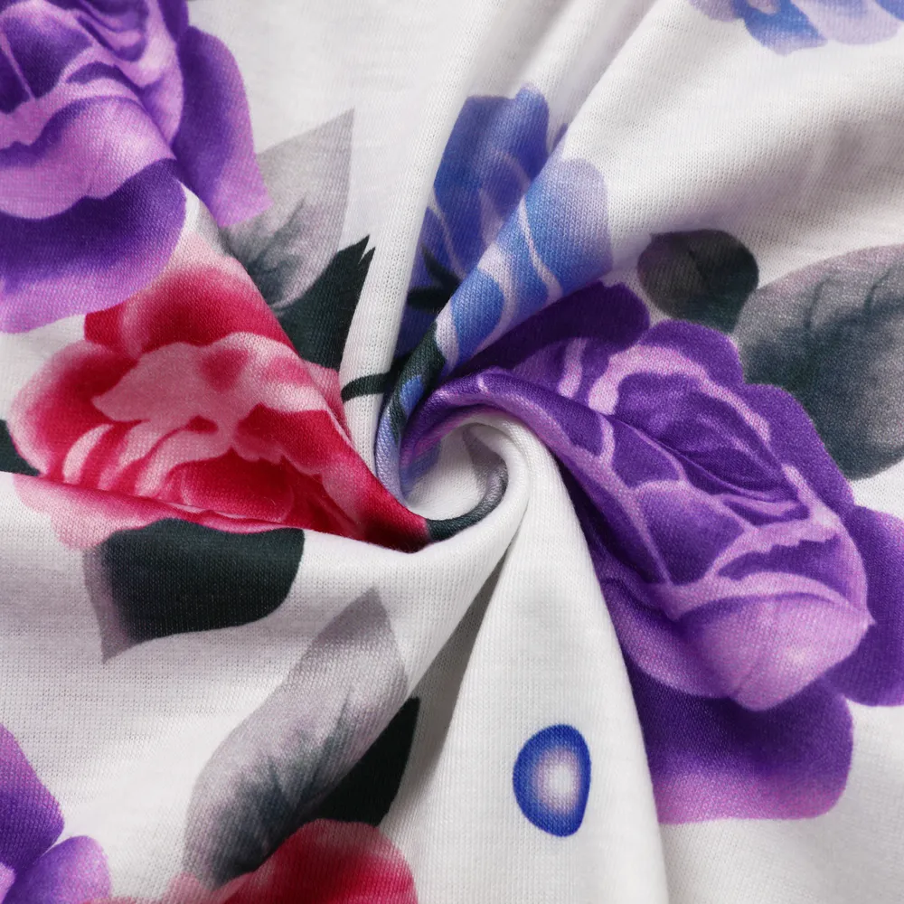 2pcs Kid Girl Floral Print Sleeveless Dress and Long-sleeve Purple Bowknot Design Cardigan Set  big image 6