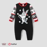 Looney Tunes Christmas Baby Boy/Girl Character Print Long Sleeve Jumpsuit  Black