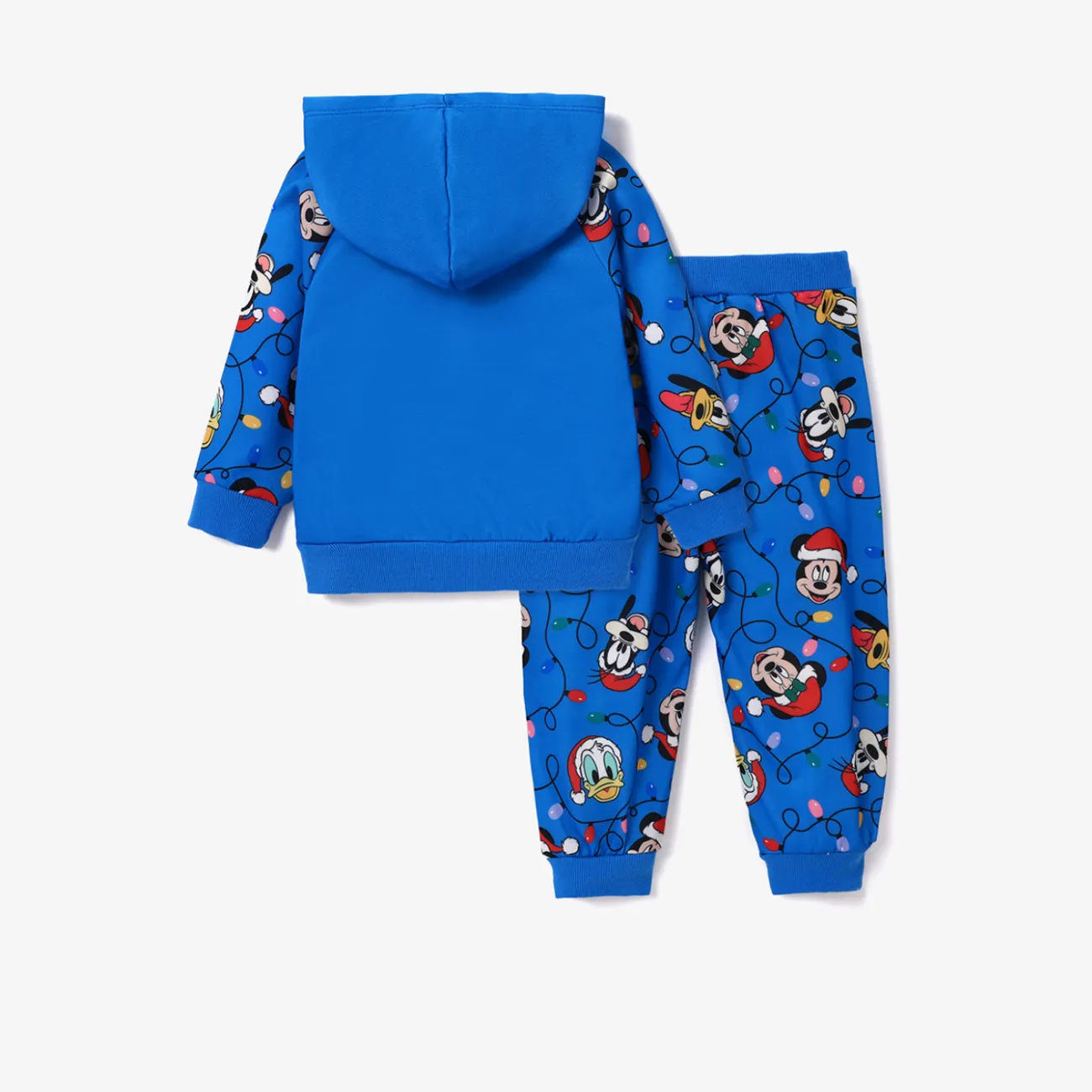 Disney Mickey and Friends Toddler Girl Christmas Character Print Hoodie and Allover Print Pants Set Blue big image 1