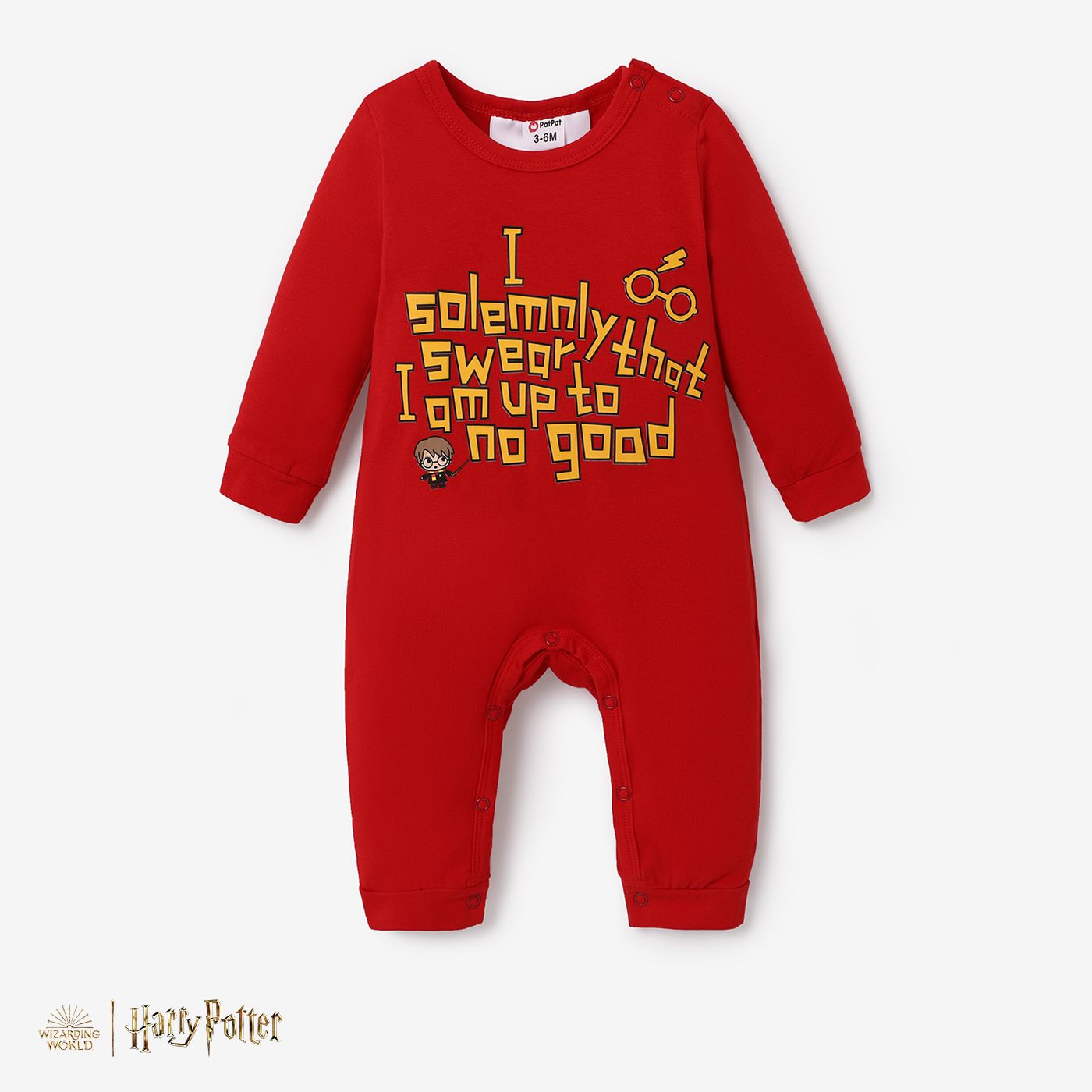 Harry Potter Baby Boy Alphabet Spell Graphic Print Long Sleeve Jumpsuit