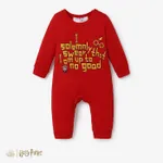 Harry Potter Baby Boy Alphabet Spell Graphic Print Long Sleeve Jumpsuit  Red