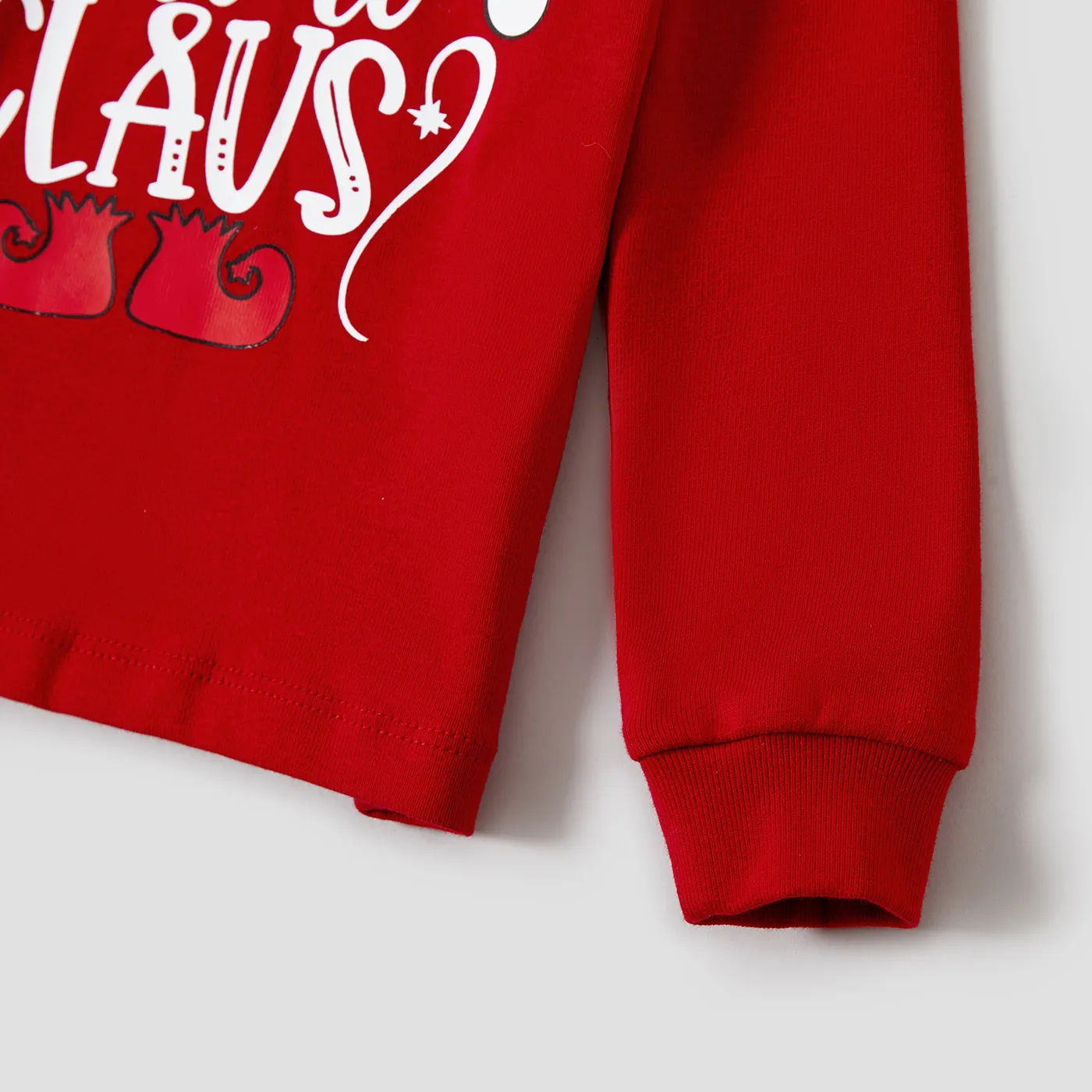 Christmas Cotton Family Matching Letter Elf Print Striped Long-sleeve Snug-fit Pajamas Sets Color block image 5