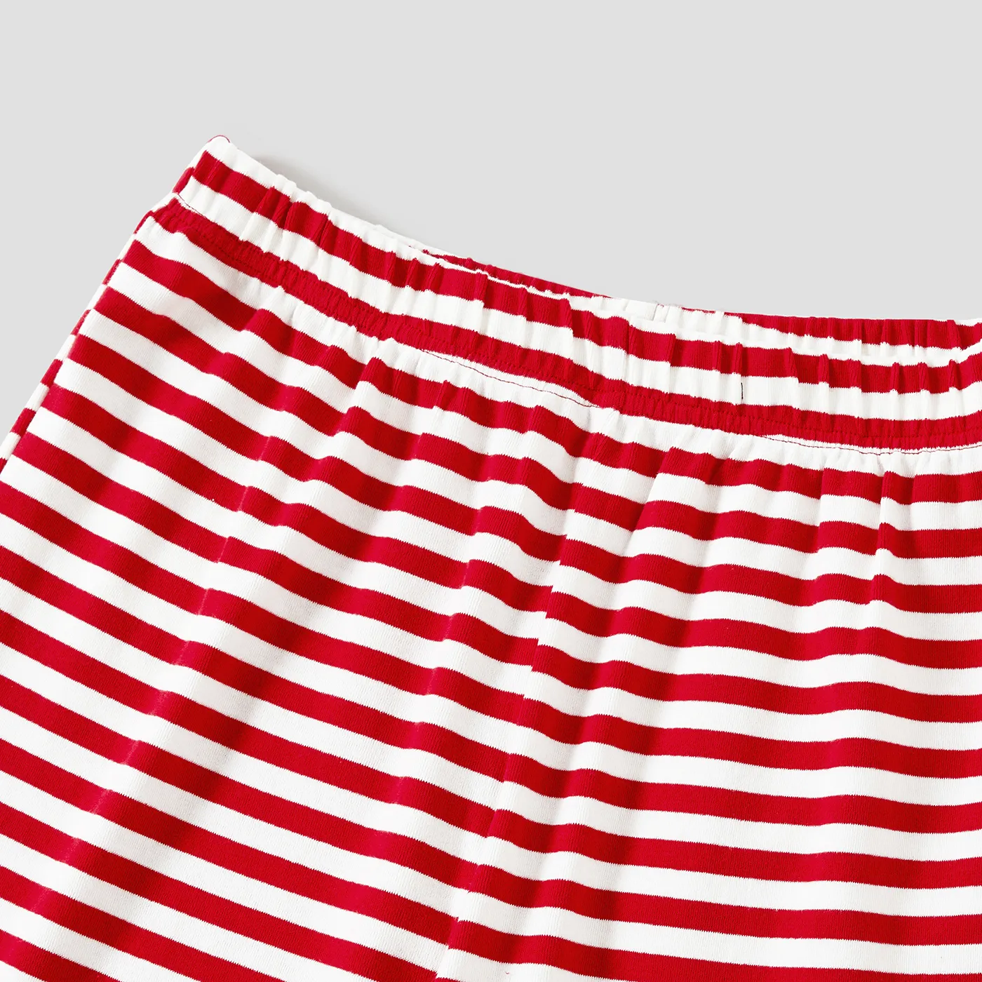 Christmas Cotton Family Matching Letter Elf Print Striped Long-sleeve Snug-fit Pajamas Sets Color block image 6