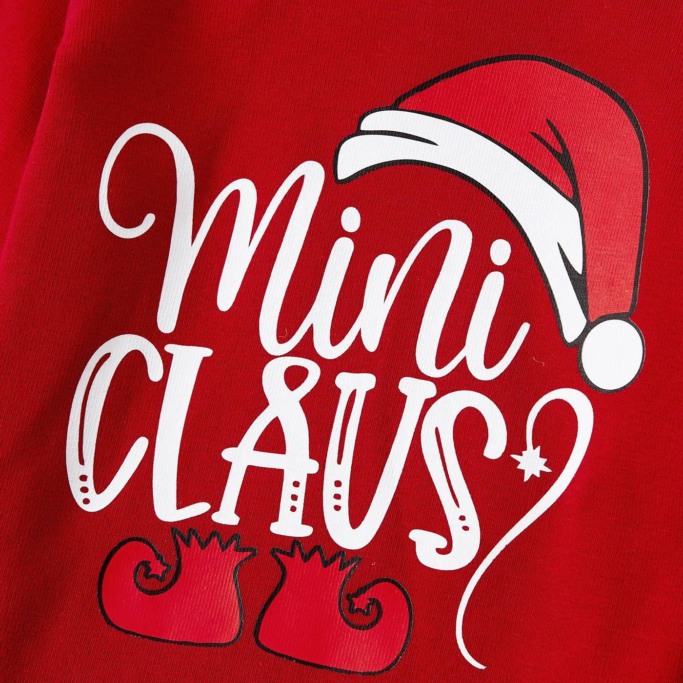 Christmas Cotton Family Matching Letter Elf Print Striped Long-sleeve Snug-fit Pajamas Sets Color block image 4
