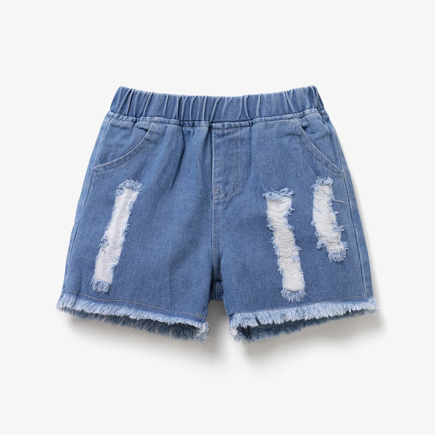 Toddler Girl Raw Hem Ripped Denim Shorts  DENIMBLUE