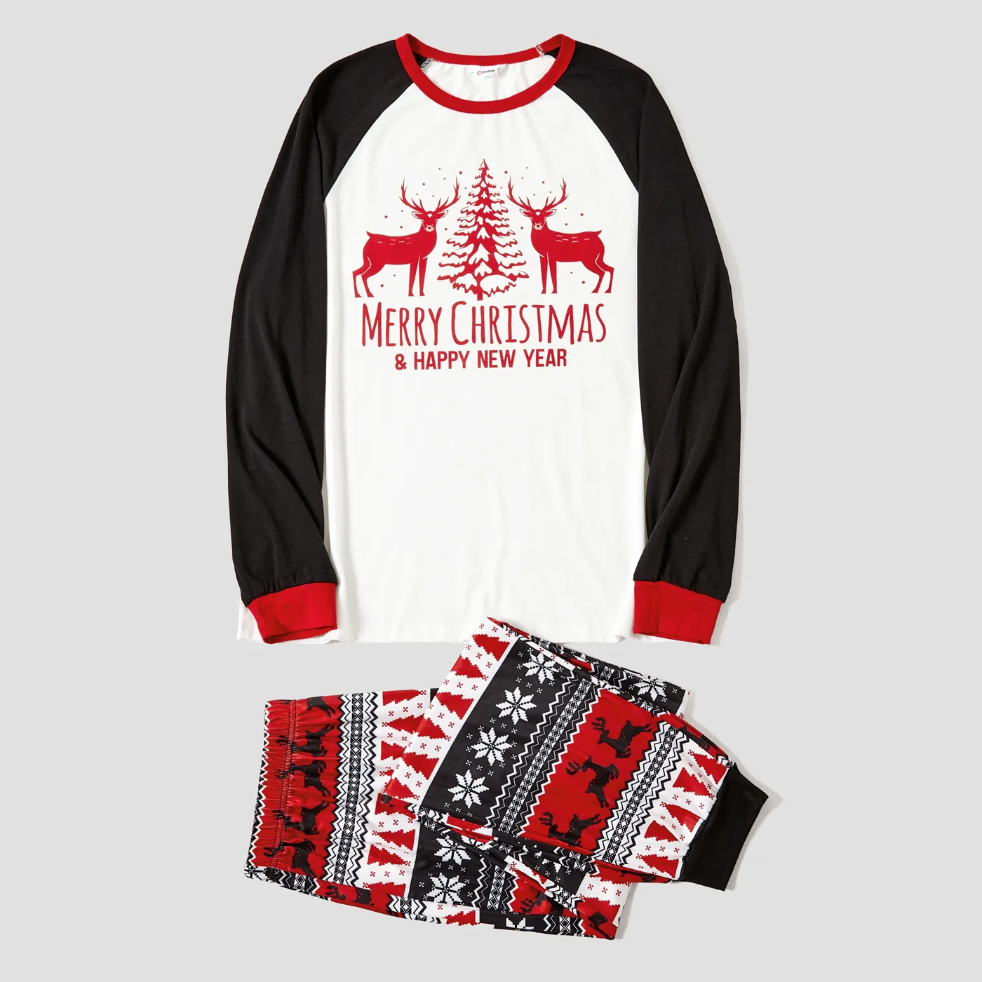 

Christmas Letter & Bear Print Raglan-sleeve top and Pants Family Matching Pajamas Sets (Flame Resistant)