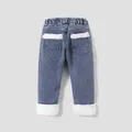 Toddler Girl Childlike Rabbit Patch Thick Denim Jeans  image 2