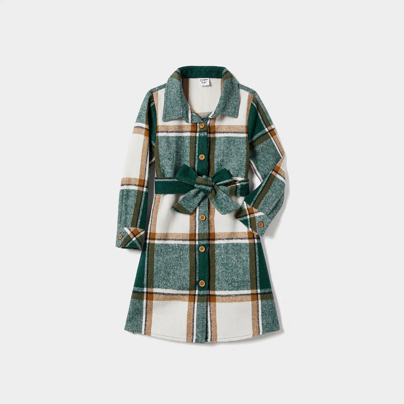 Christmas Family Matching Casual Grid/Houndstooth Long-sleeve Tops & Belted Dresses Sets  image 6